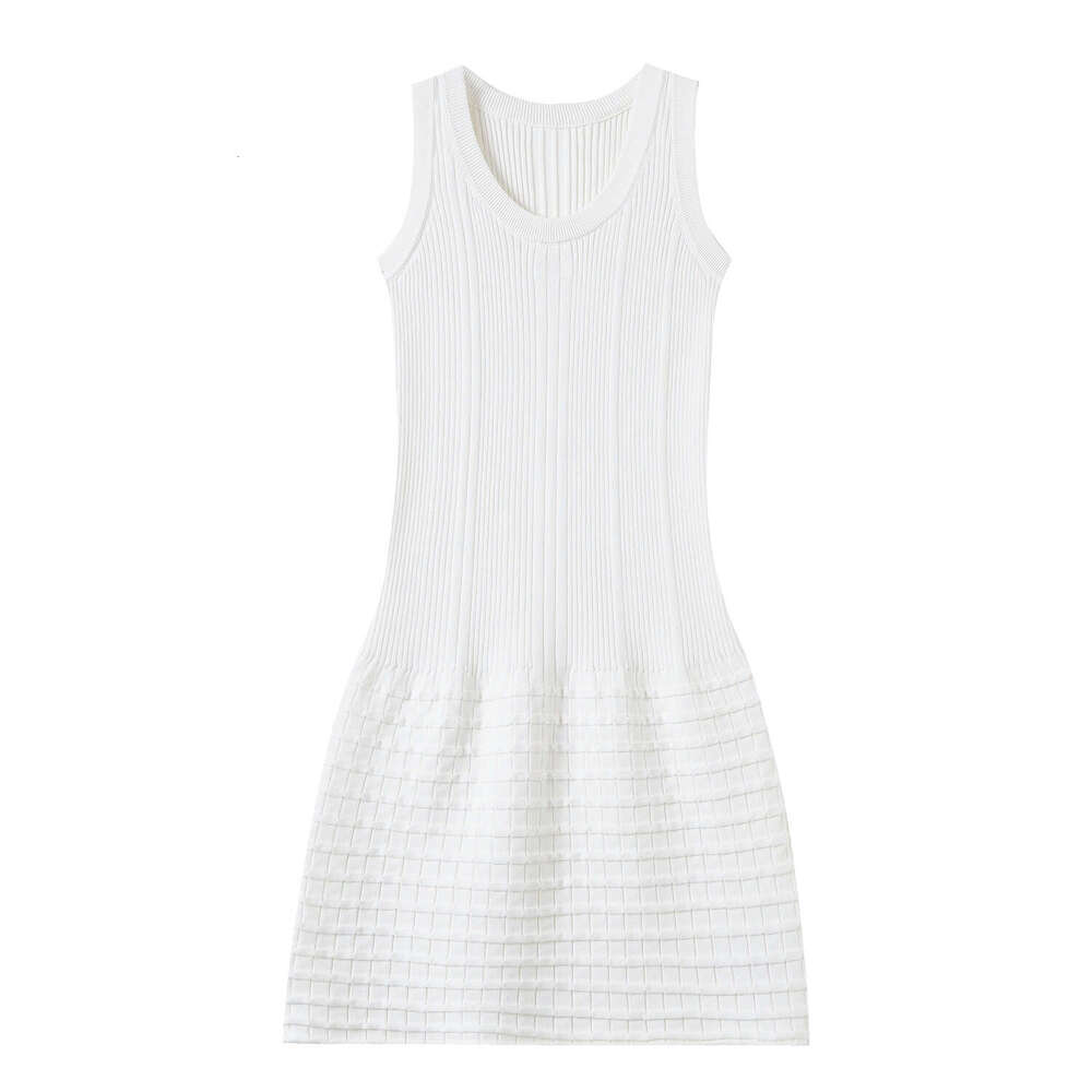 2026 Spring/Summer New Small Fragrant Jacquard Round Neck Simple Sleeveless Knitted Women's Tank Top Slimming Dress