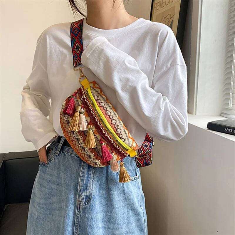 Woven Messenger Women's Tassel Waist Retro Leather Xinkan Ladies Shoulder Bag Fashion Trend XJ260125