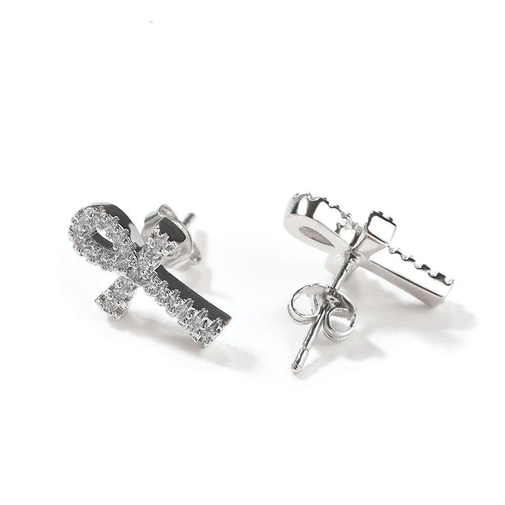 European and American Hip-Hop Trend Angel Cross Fashion Simple Moissanite diamond earrings Earrings Unisex One Piece Dropshipping - view 6