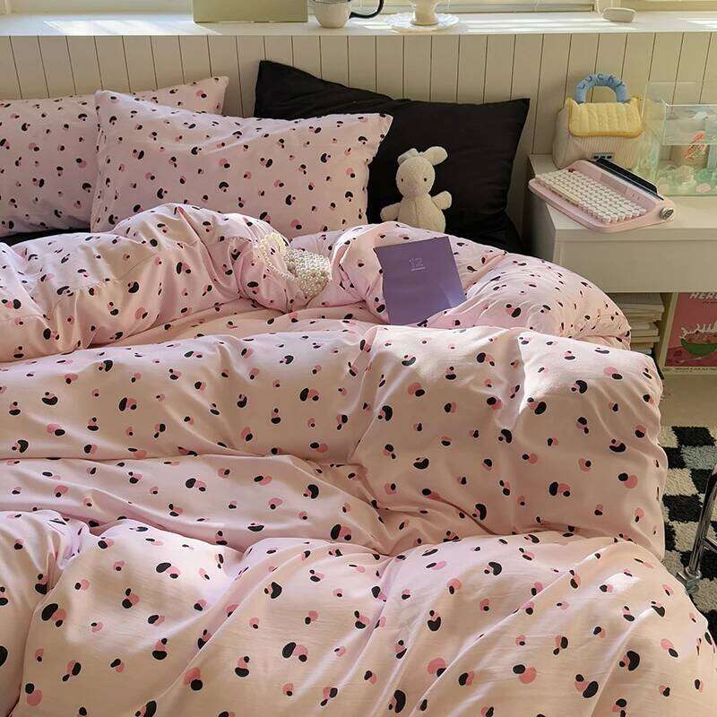 INS Korean Pink Girls Bedding Sets 2025 New Soft Flat Sheet Duvet Pillowcase Bed Linen Queen Full Size Quilt Cover Set Y260124