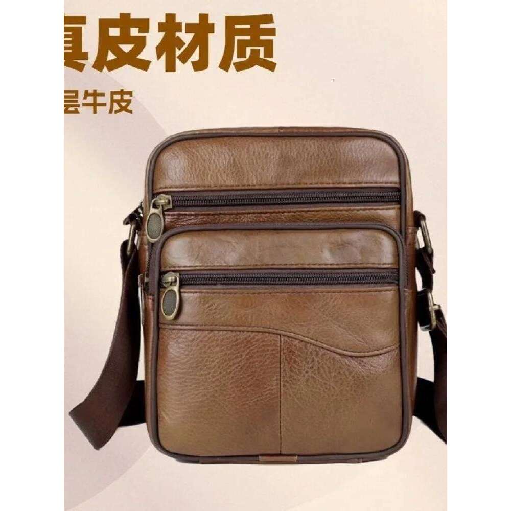 first layer cowhide men's single-shoulder genuine leather small crossbody business casual mobile phone bag XJ260125