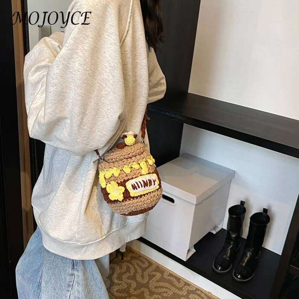 Woven Crossbody Bags Cartoon Coin Purse Cute Honey Jar Handbags for Women Work Shopping Travel XJ260125
