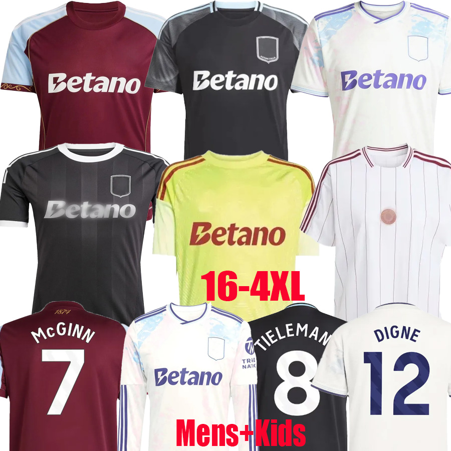 25 26 Astons villla soccer jerseys BAILEY MALEN home away third 2025 2026 McGINN ONANA WATKINS KONSA MARTINEZ kids kit football shirt