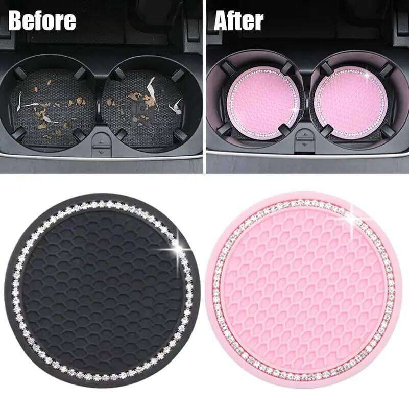 2PCS Anti Slip Cup Coasters,Universal Vehicle Holder Insert, Best Gift Car Bling Accessories for Women