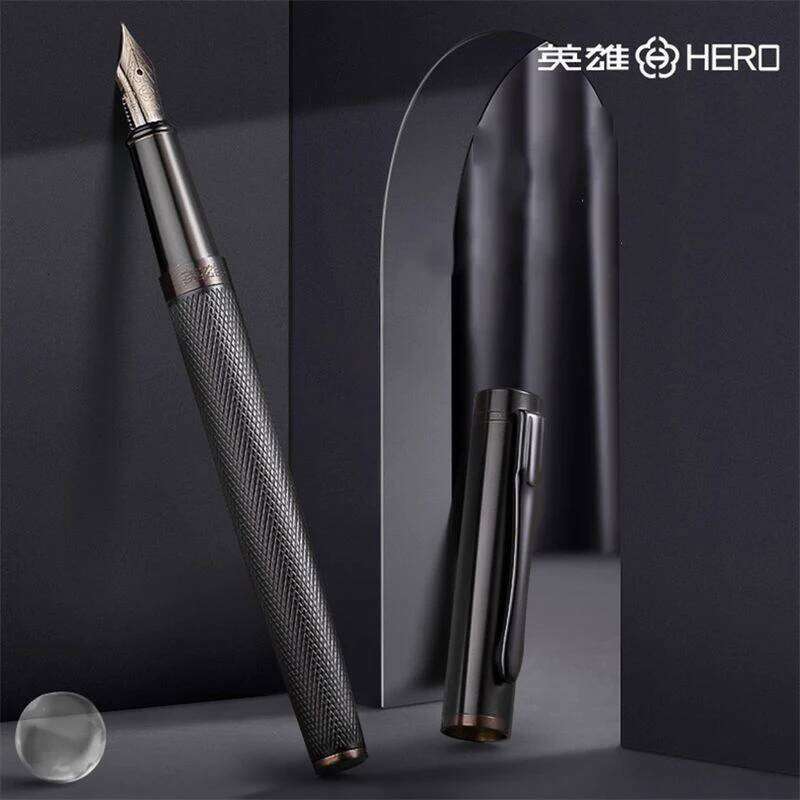 HERO Forest Metal Fountain Titanium Black Series Stationery Calligraphy Excellent Writing Business Office Gift Pen 26Y0126