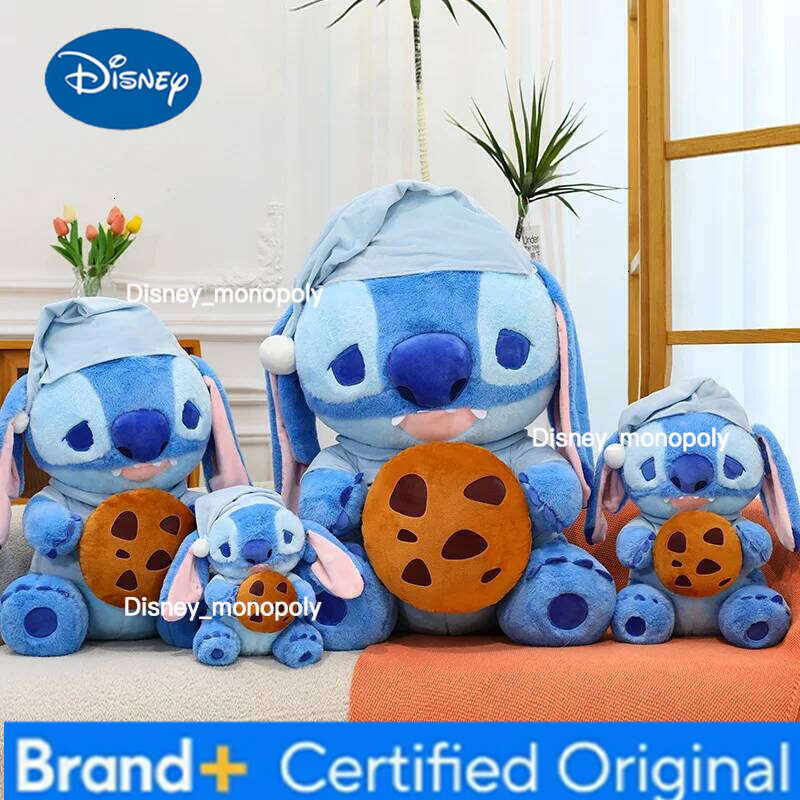 Disney 80Cm Stitch Plush Toy New Super Delicious Cookies Doll Sofa Pillow Learning Office Desktop Ornaments Holiday Gifts H260126