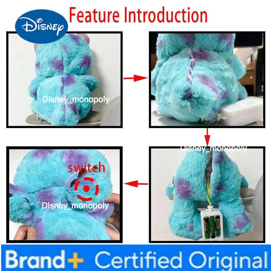 Disney Monster Blue Fury Plush Doll Breath Child Soothes Kawaii Toy Anime Baby Music Light Sleep Toys Kid Gifts Home Decoration H260126