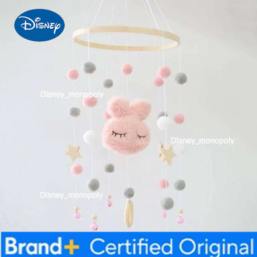 Disney Wooden Crib Baby Rattle Soft Felt Cartoon Bear Mobile bracket Newborn Music Box Bed Bell Hanging Bracket Toy H260126