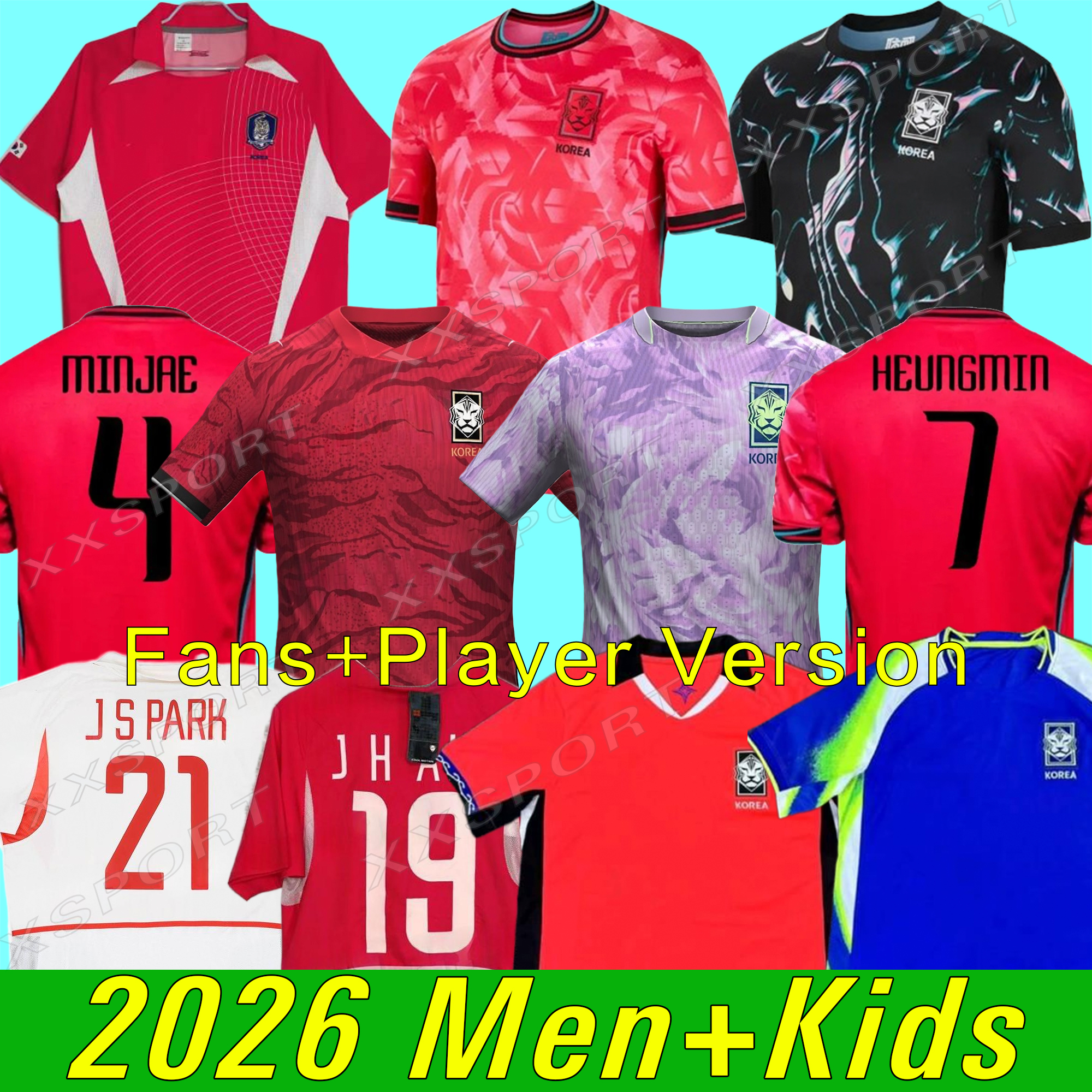 2026 2027 South Korea soccer jerseys home away HEUNGMIN KANGIN HEECHAN Korea SON HWANG KIM HWANG LEE JEONG SUNG KWON FOOTBALL SHIRTS kids red 02 2004 22 23 24 25 kits