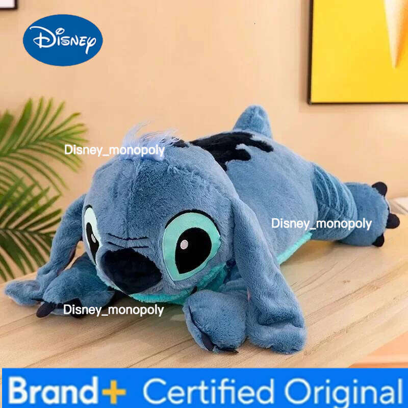 Disney 45cm Stitch Lilo&Stitch Plush Stuffed Doll Soft Pillow Prone Posture Dark/Light Blue Cute Gift Toys H260126