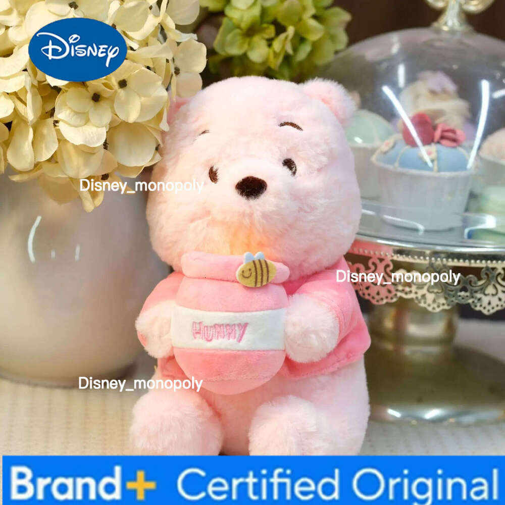 Disney 2pcs Set Anime Cute Winnie The Pooh Cartoon Honey Jar Bear 20cm Stuffed Animal Plush Comfortable Doll Toy Xmas Gift H260126