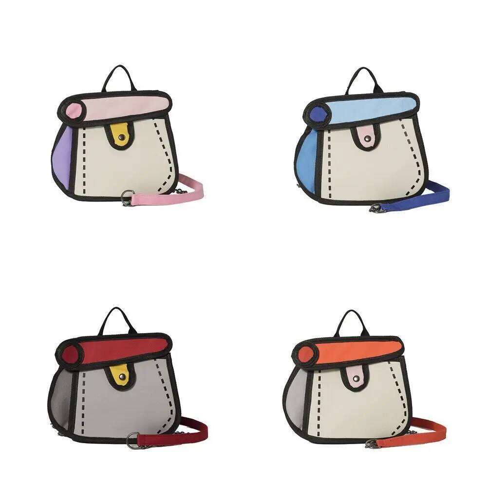 Cartoon Comic Crossbody Canvas Handbag Chain Shoulder All-match Coin Purse Line Painting Messenger Bag Students XJ260125