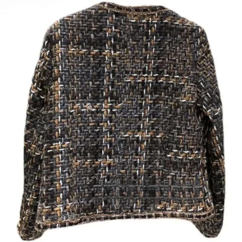 Women's coarse woolen jacket, retro style cut jacket, Korean fashion women's jacket, casual wear