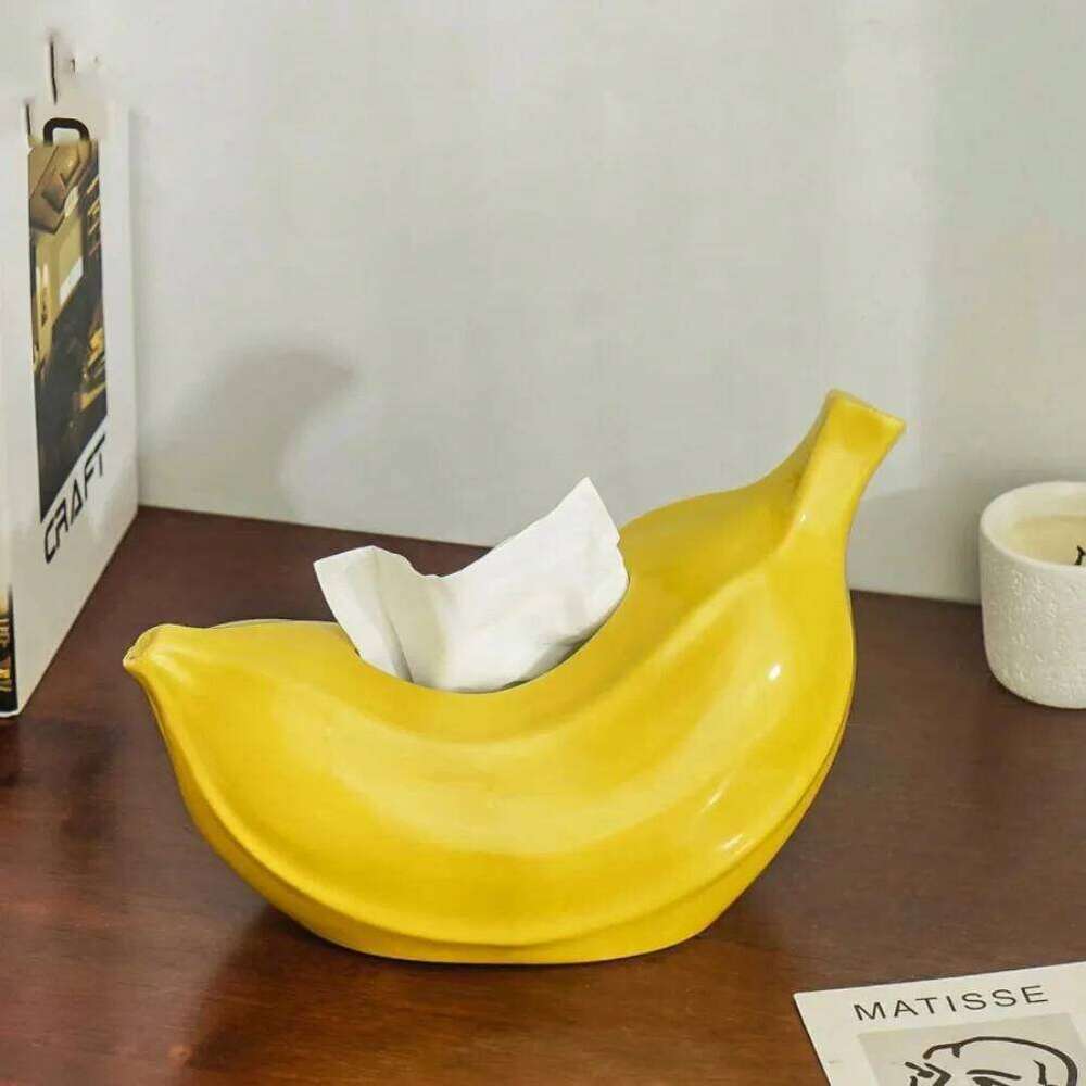 Creative Banana Box Ceramic Tissue Case Living Room Coffee Napkin Holder Dining Table Decoration Bedroom Ornament