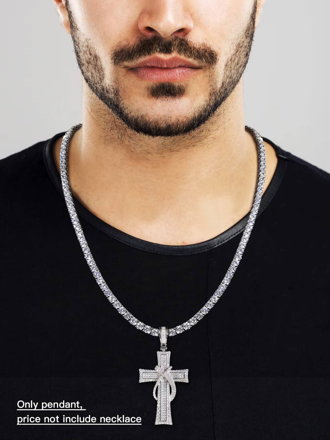 Mens Gothic Cross Charm Pendants Western Charms Jewelry Micro Pave Large Medieval Vintage Punk Retro Faith Gold Silver