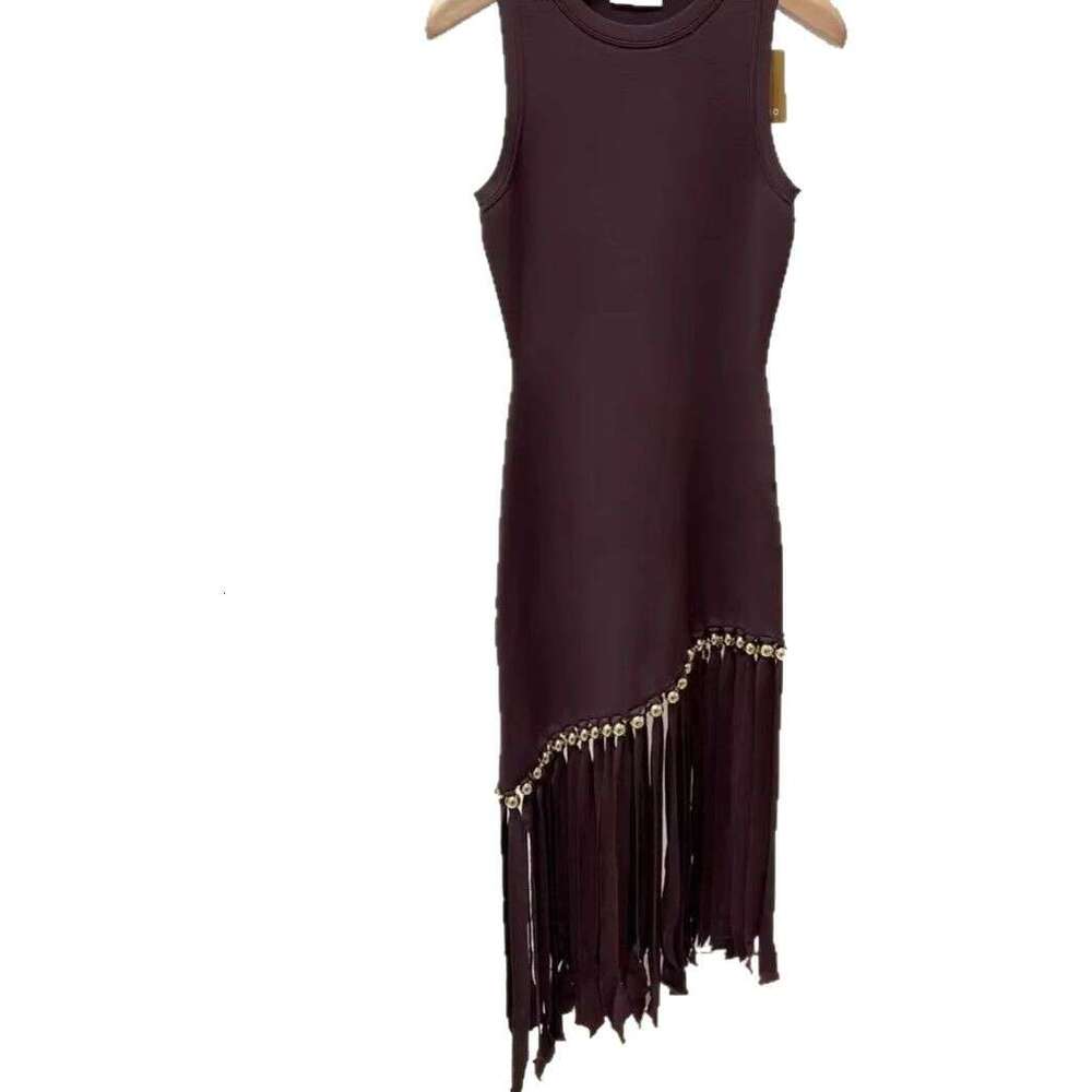 2026 Spring/Summer New Designer Slimming Slant Striped Water Diamond Decorative Knitted Sleeveless Tank Top Dress