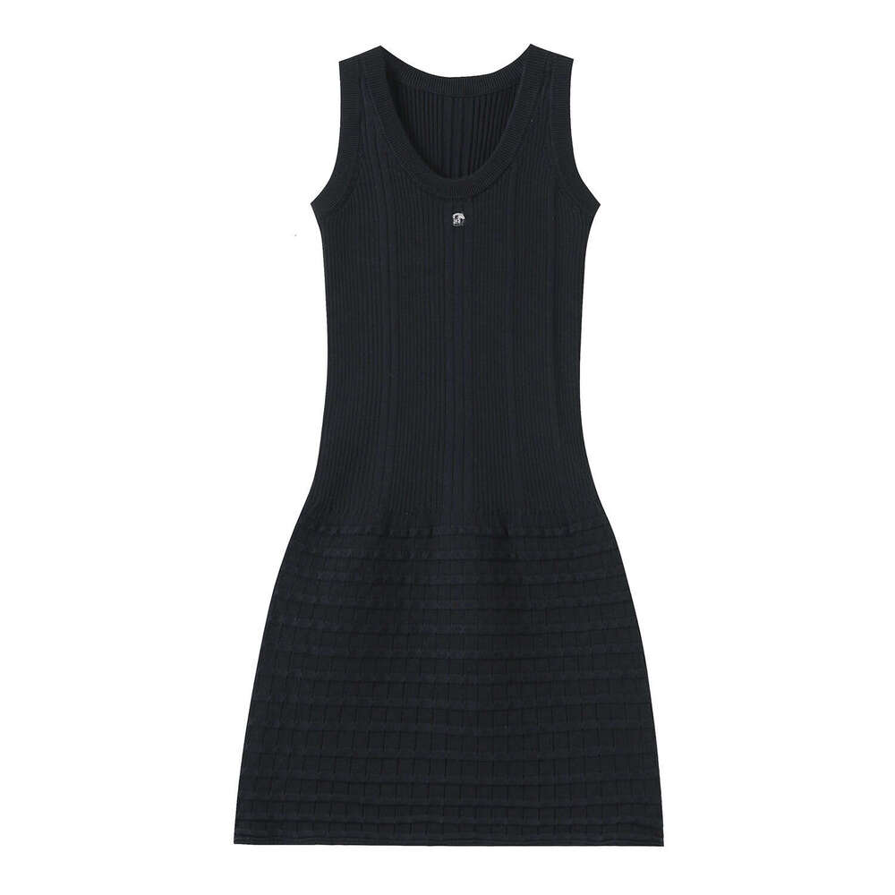 2026 Spring/Summer New Small Fragrant Jacquard Round Neck Simple Sleeveless Knitted Women's Tank Top Slimming Dress