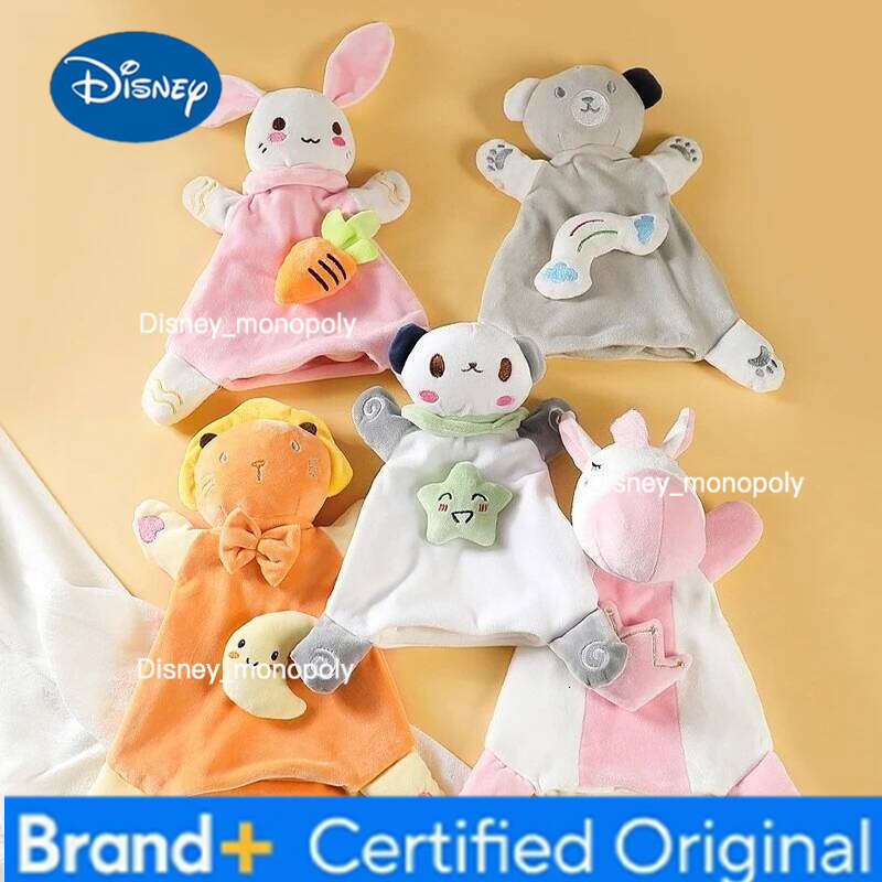Disney New Soft Appease Baby Rattle Animals Soothe Reassure Sleeping Blankie Towel Lathe Hanging Educational Toddler Toys H260126