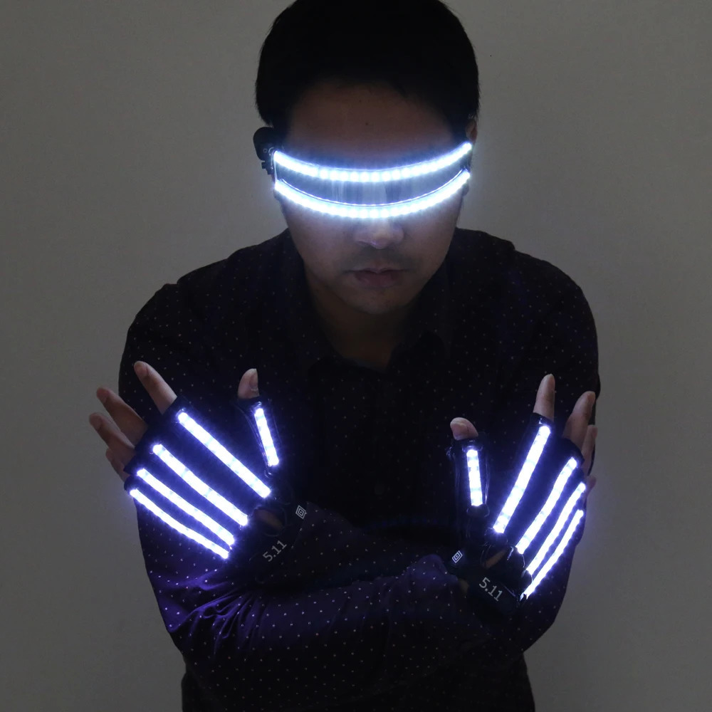 LED Glow Gloves Rave Light Flashing Finger Lighting Glow Mittens Magic Black Luminous Gloves Party Supplies Halloween 260126