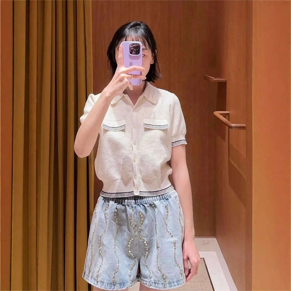 2026 French Elegant Spring/Summer College Style Color blocked Collar Knitted Cardigan Top