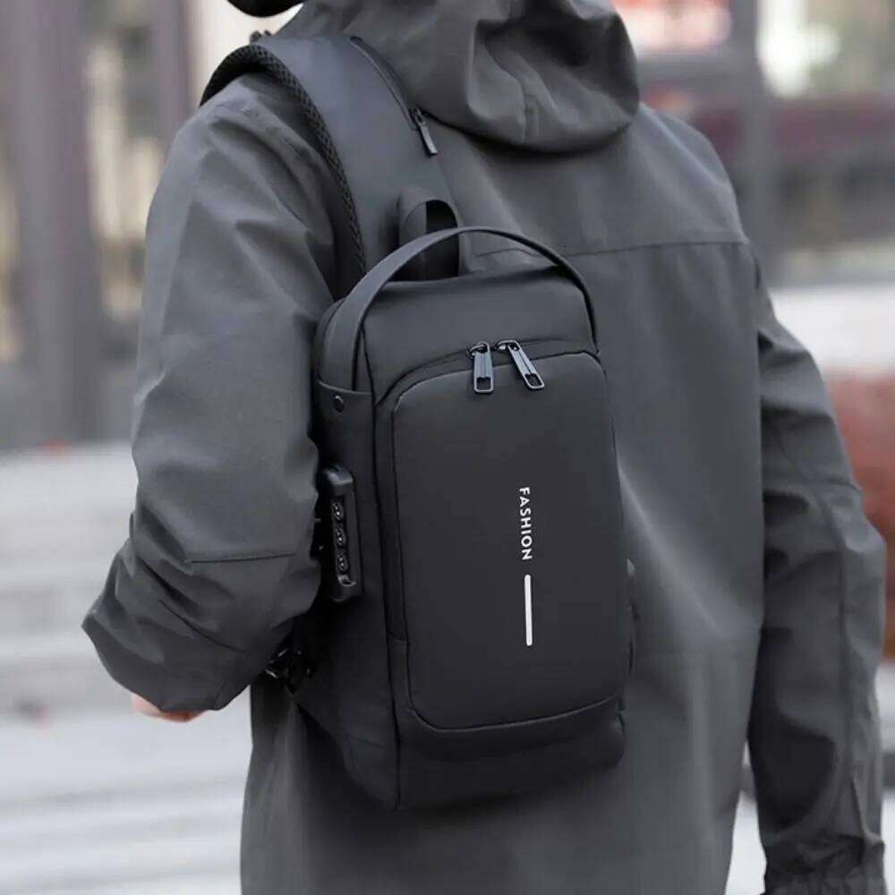 Anti-theft Men's Chest Password Lock Large Capacity Male Multifuctional Shoulder Bag Multi-pocket Water Proof XJ260125