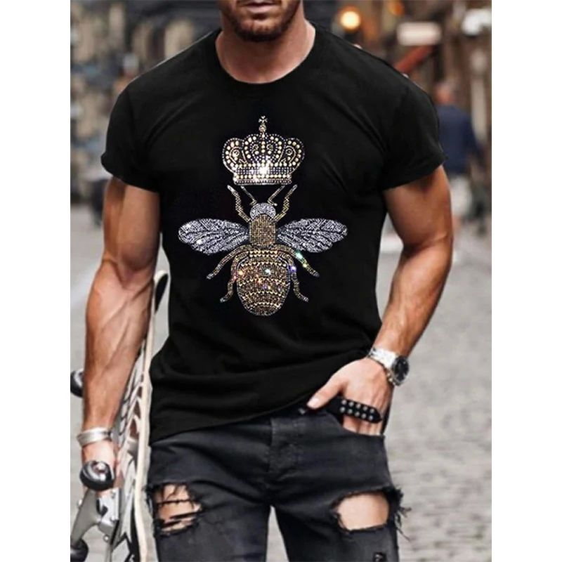 Luxury Brand Designer Clothes Foreign Trade New 3D Printed T-Shirt Trendy Short Sleeve Loose Racing Top Source Manufacturer Casual Round Neck Pullover