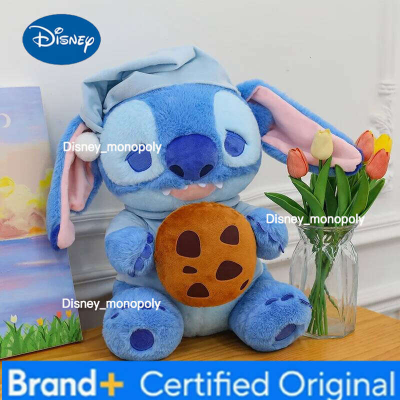 Disney Holding Cookie Stitch Plush Toy Cartoon Anime Stuffed Doll Bed Car Pillow Cushion Kawaii Room Decor Kids Birthday Xmas Gifts H260126