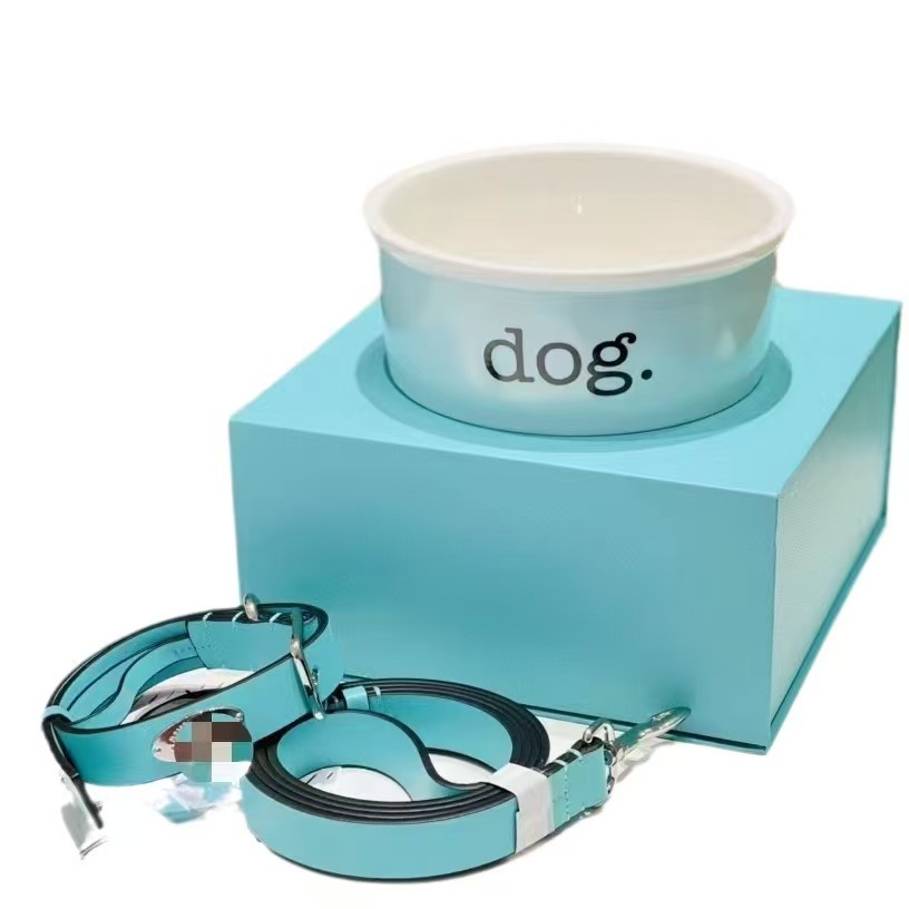 Designer Bowls Heavy Ceramic High Gloss Classic Blue Cat Bowl Durable Dog Food Water Pet Dish, Chew-Proof, Dishwasher and Microwave Safe J07