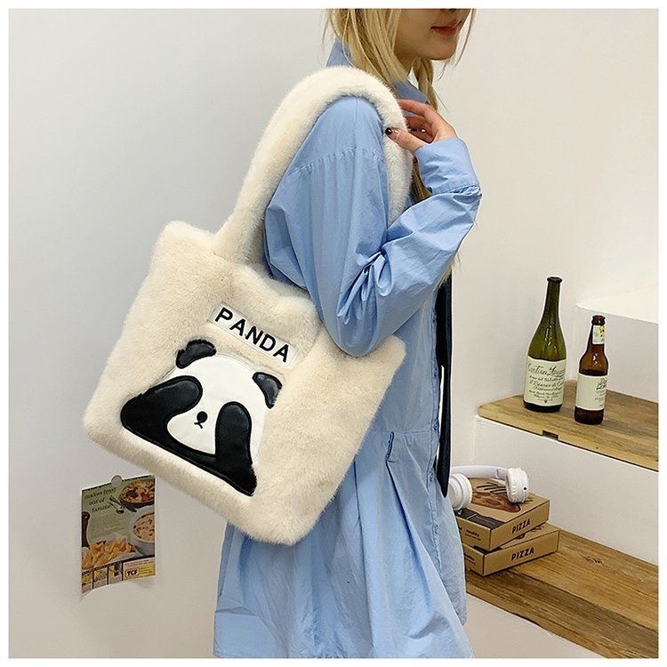 Cross-Border Wholesale Panda Backpack Shoulder Girl Underarm Tote Box Bag Plush 2025 New Model