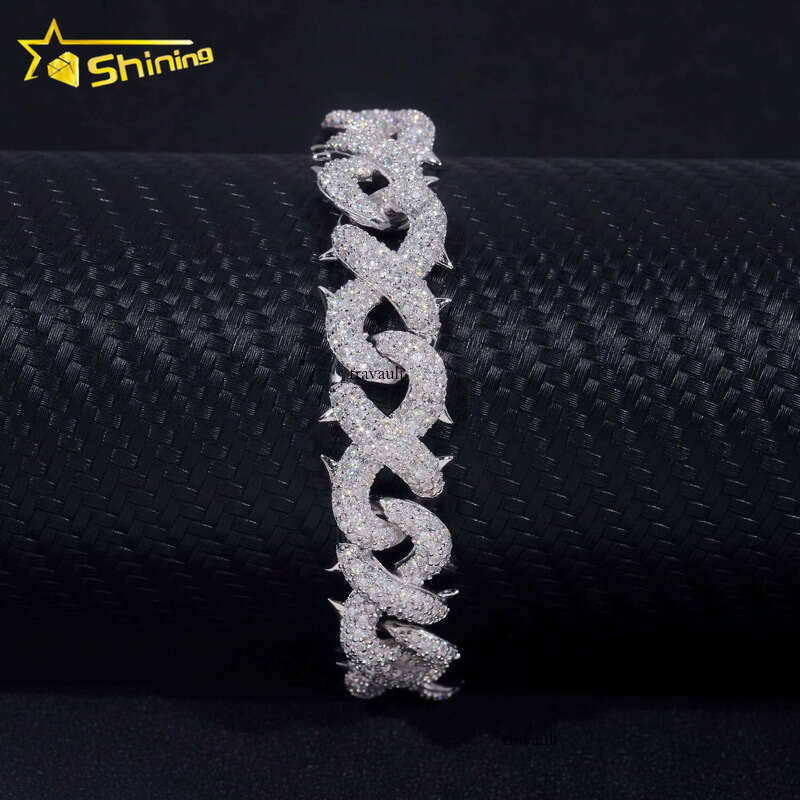 Luxurious Hip-Hop Hot Style Fashion Cuban for women Pure Sier jewlery with Sandstone Infinity bracelet Bracelet Chain