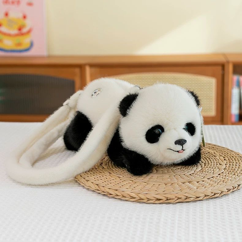 Cute Giant Panda Bag For Girls And Children, Little Raccoon Single Double Shoulder, Crossbody Lying Bag, Plush Backpack
