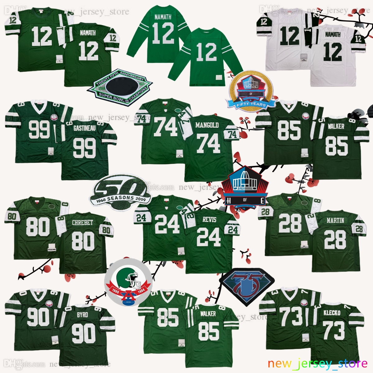 Custom S-6XL Throwback 1960 Football 60 Brickashaw Ferguson Jersey Classic Retro 13 MN Don Maynard 19 Keyshawn Johnson 68 Kevin Mawae 75 Winston Hill 28 Curtis Martin