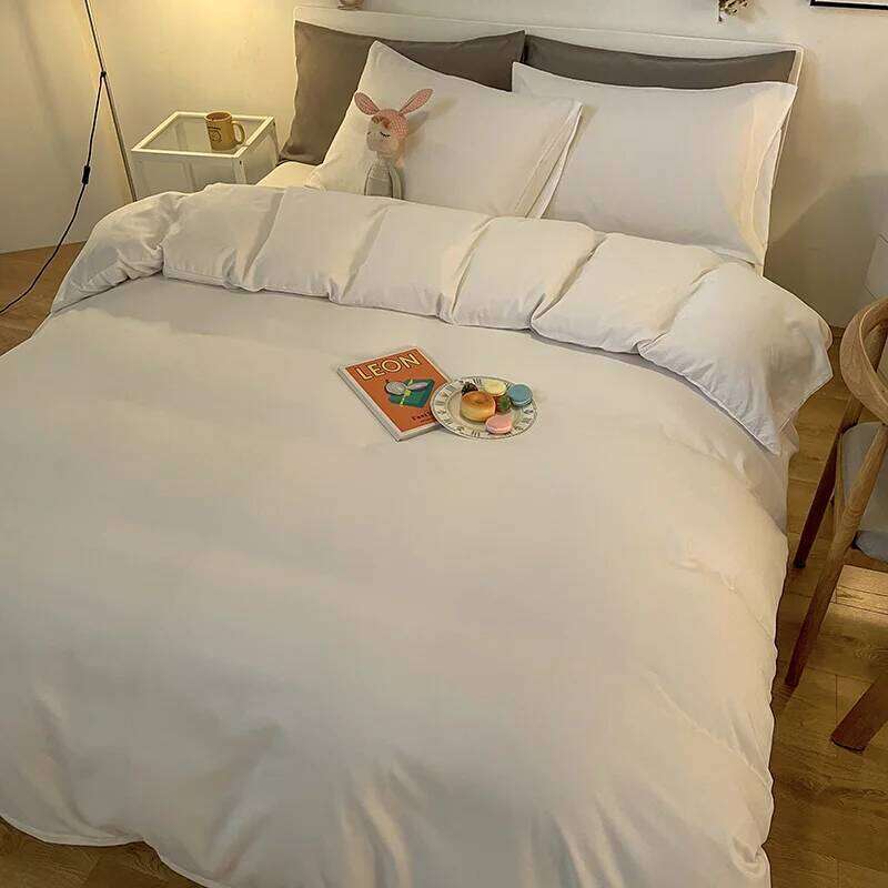 3-piece set, solid-color + one pair of pillowcases without cores, soft bedding, home down duvet cover Y260124
