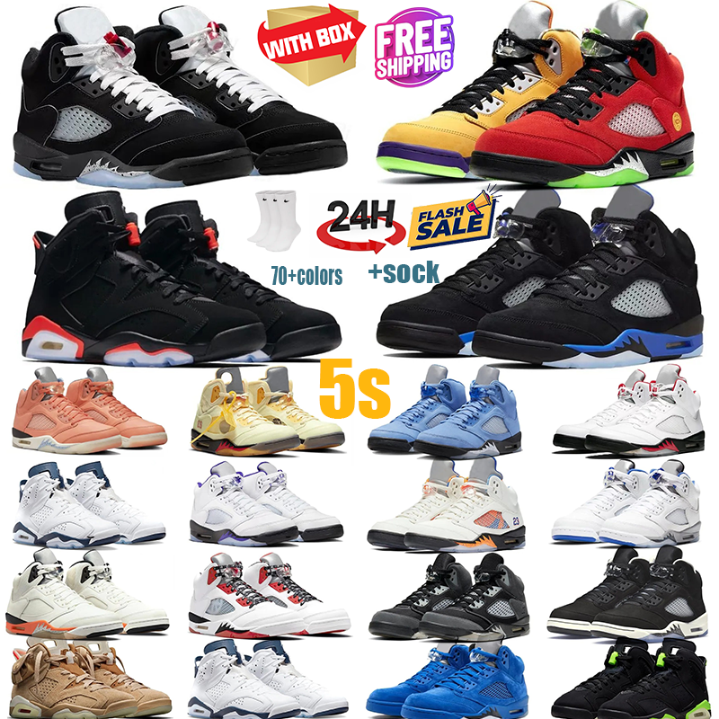 With Box Men Women 5 Basketball Shoes 5s Black Cat Olive Navy Georgetown Aqua UNC Lucky Green Concord Blue Raging Bull Fire Red Suede Sail Trainer Sneaker Suze 36-47