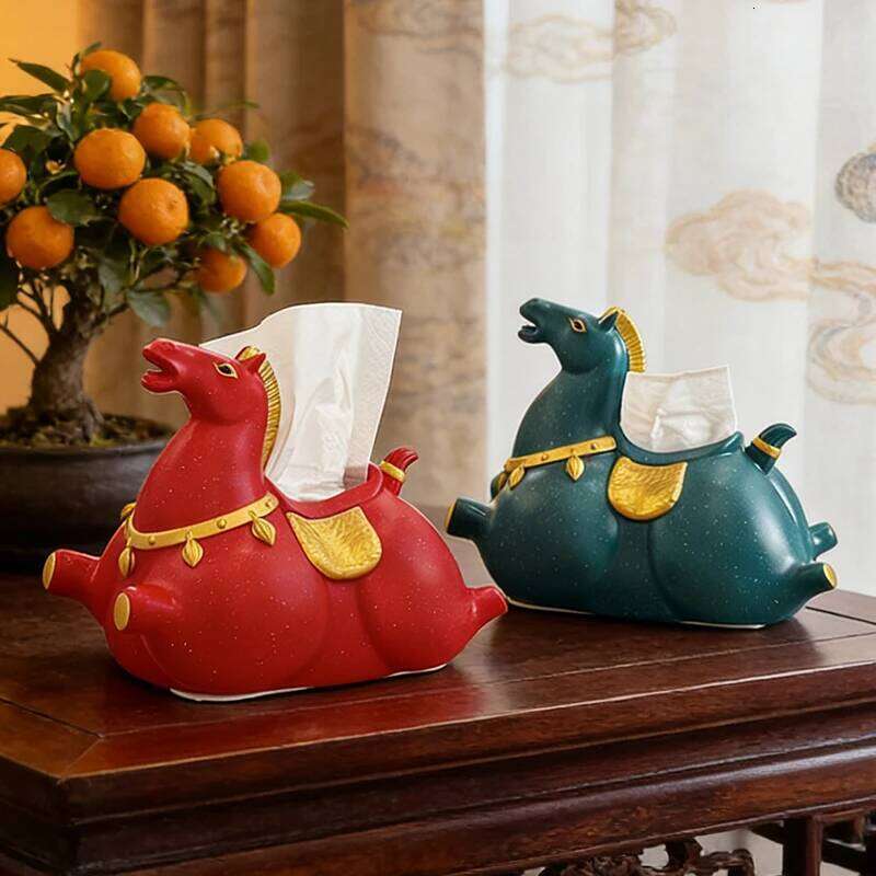 Miniso Cute Horse Home Living Room Decoration Ornament Tissue Box Kitchen And Bathroom Storage Supplies Gift