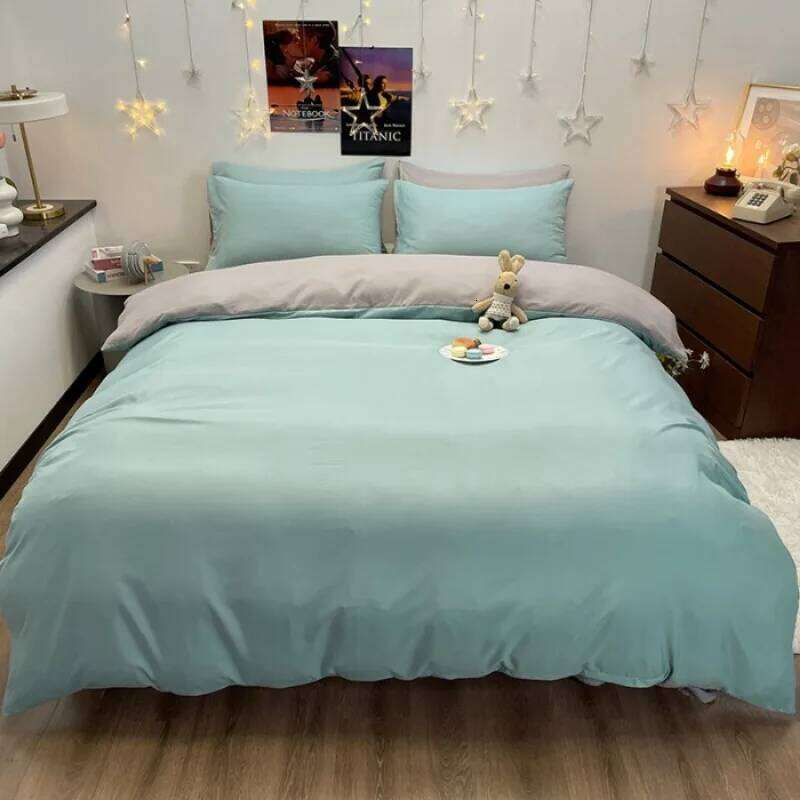 2025 new solid color household four-piece polished quilt cover bed sheet bedding student dormitory three-piece set Y260124