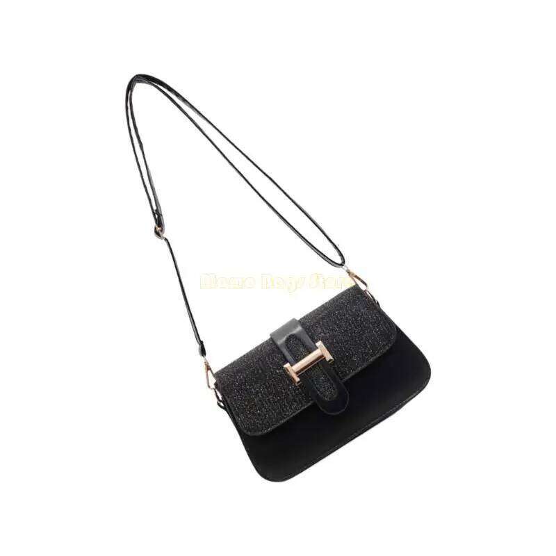 X90D Women Lovely Shoulder Simple Small Square Sequins Crossbody PU Leather Dating Trendy Bag XJ260125