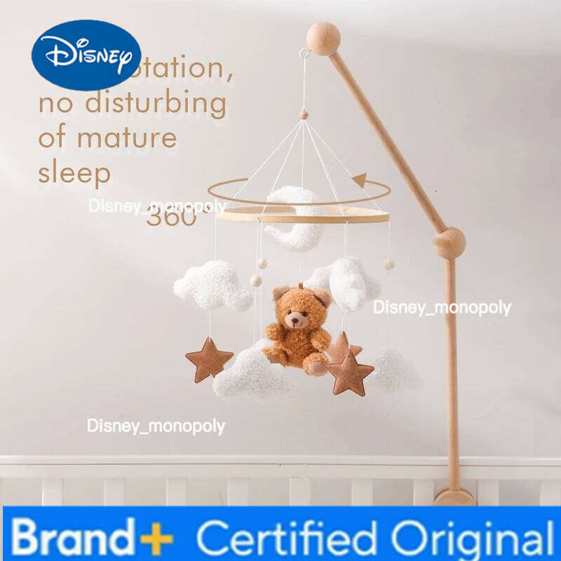 Disney Wooden Bell Hanging 0-12 Month Baby Crib Mobile Lambhair Bear Bunny Doll Toy Bed Holder Bracket Kid Gift H260126