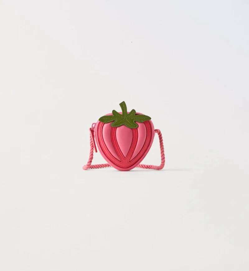 Summer New PU Concave Pink Strawberry Fruit Three-dimensional Children's Crossbody Women's Shoulder Bag XJ260125
