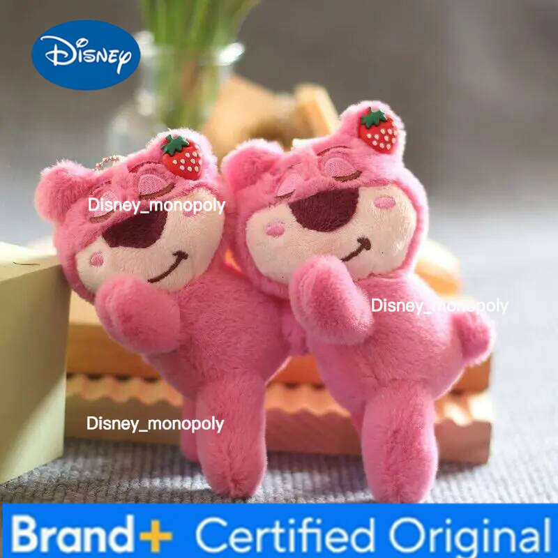 Disney Lotso Plush Toy Cute Keychain Bag Charm Sleepy Pose Doll Grab Machine Hanging Ornament Creative Gift for Girls Kids H260126