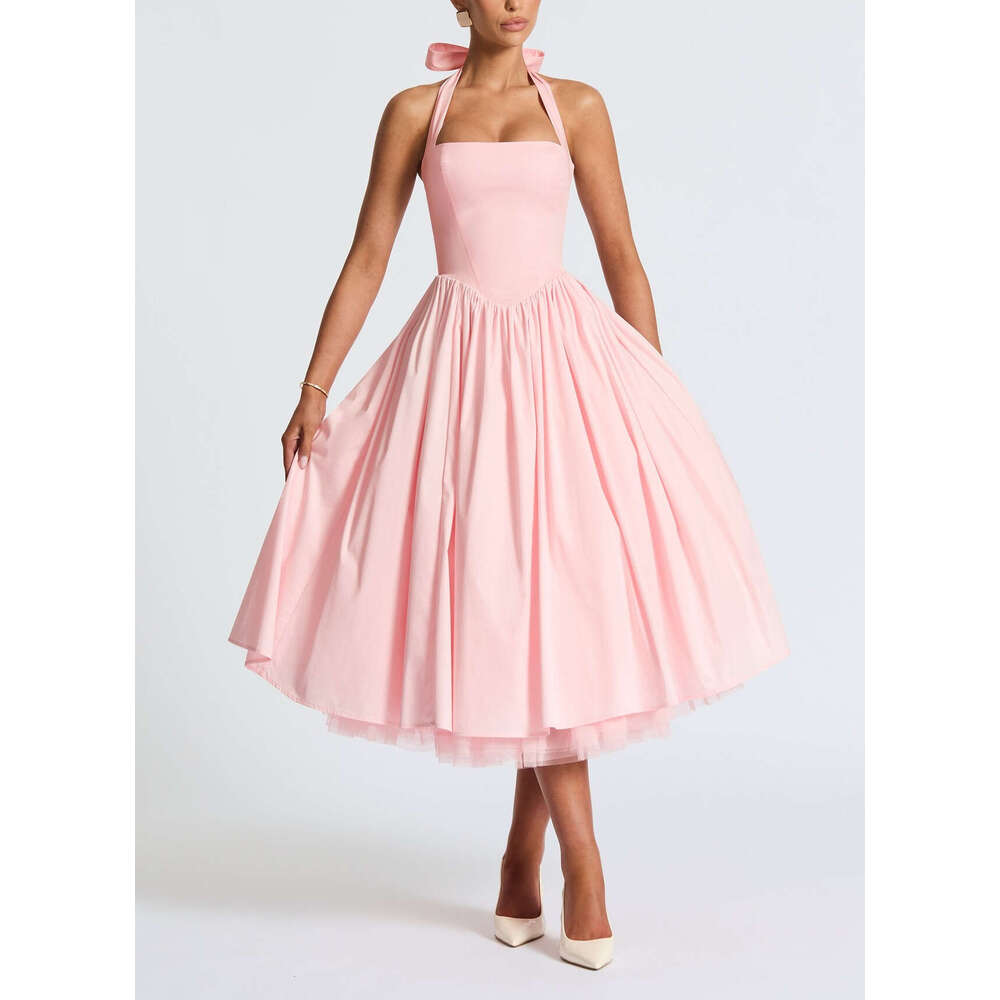 2026 New European and American Puff Evening Dress Independent Station Hot Selling Tie Skirt