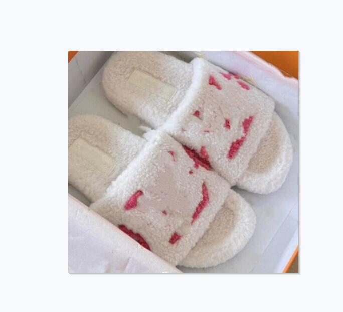 Women plush slippers fluffy cashmere slippers luxury brand Designer shoes warm indoor flip flops fashion anti slip size 35-42 V63