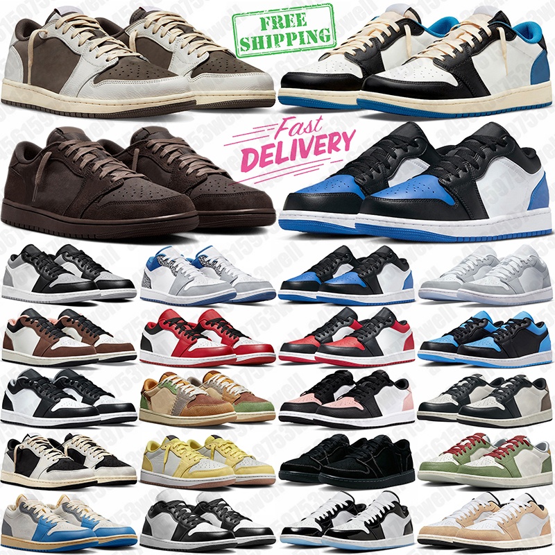 free shipping 1 low basketball shoes mens trainers Reverse Mocha Black Phantom Military Blue Fragment 1s lows outdoor sneakers discount