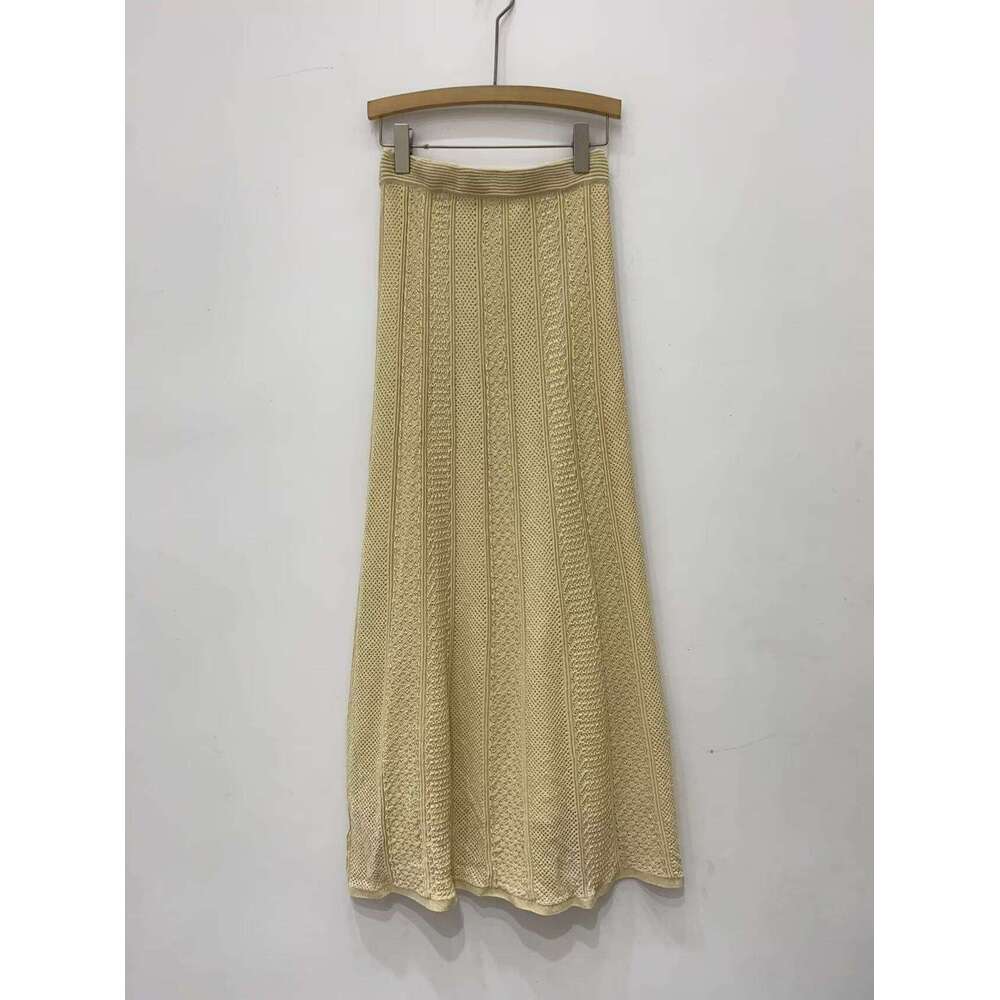 2026 Spring New French Elegant Designer Style Hollow Knitted Cardigan Jacket Women's Skirt Set