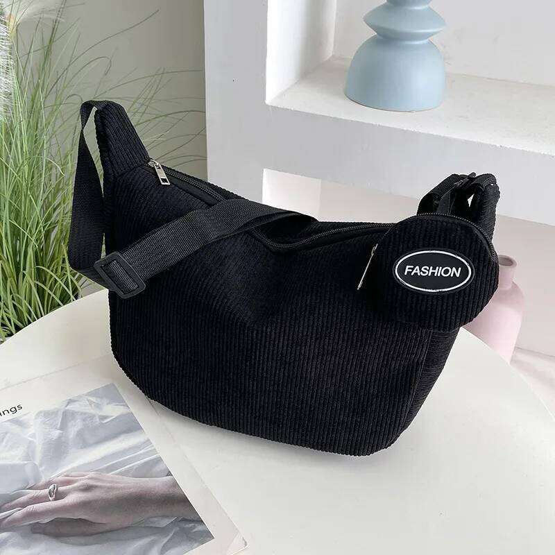 Autumn And Winter New Corduroy Students Fashion Casual Large Capacity High Quality Girls Shoulder Crossbody Bag XJ260125