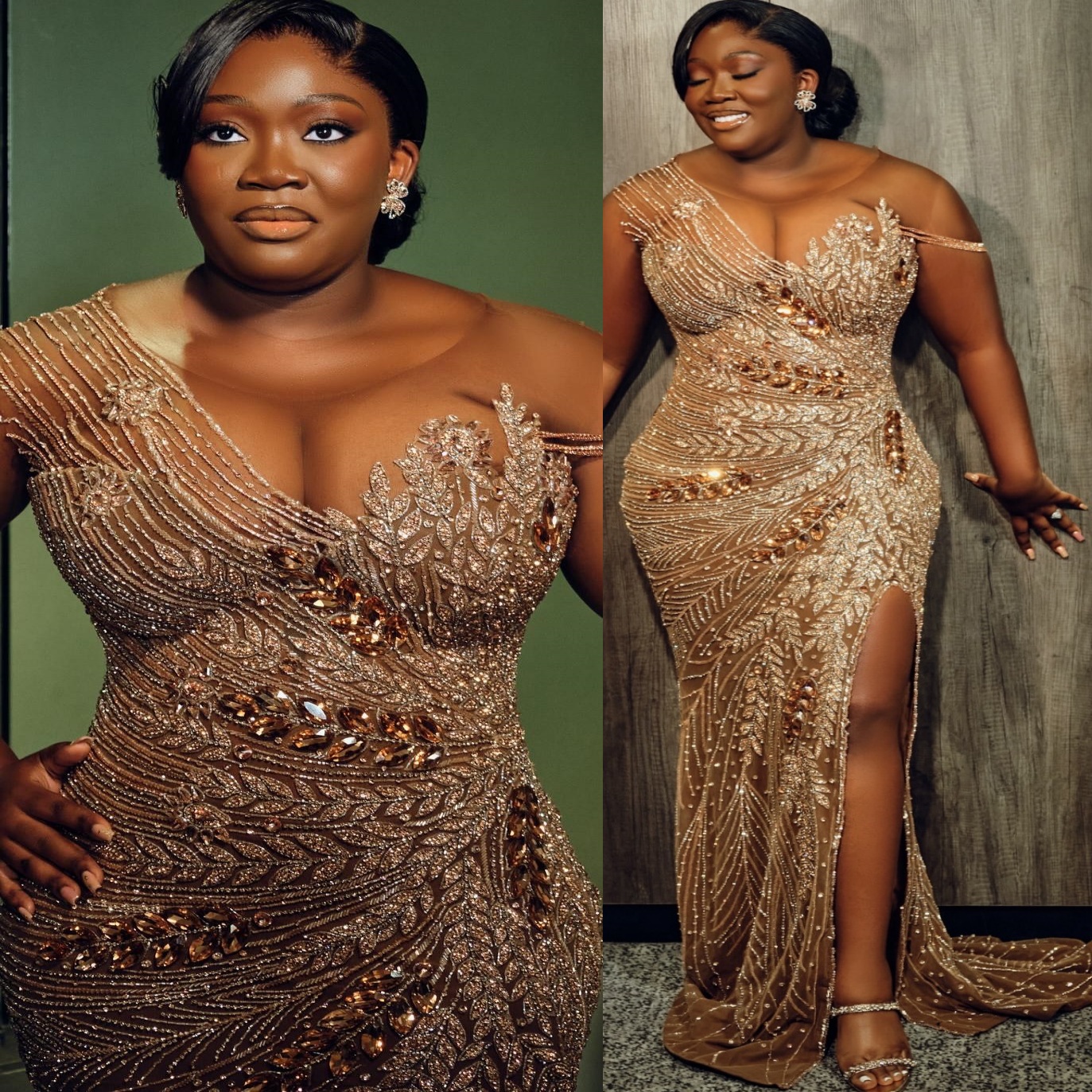 Aso Ebi Brown Mermaid Prom Dresses 2026 Beaded Crystals Illusion Sequined Lace Evening Formal Party Second Birthday Engagement Gowns Dress For Special