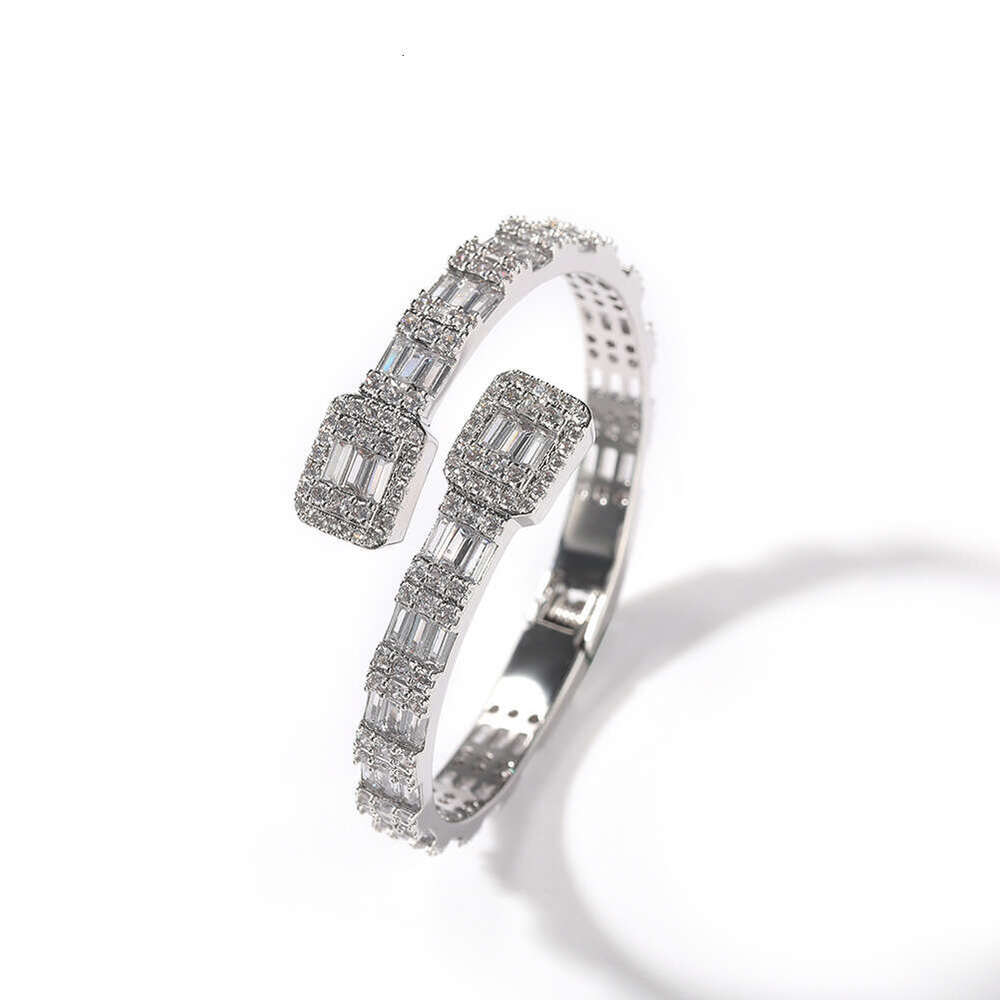 New Fashion Open Ins Style Inlaid Moissanite diamond bracelet Interwoven Two-tone Bracelet Personality Hip Hop Men's Jewelry