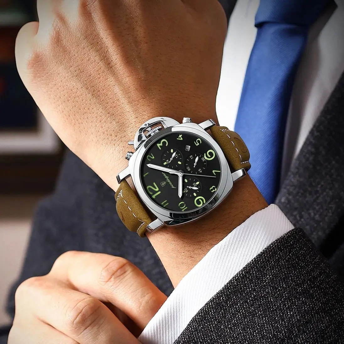 POEDAGAR Top Fashion Watch For Men Waterproof Luminous Chronograph Man Watch Leather Military Mens Quartz Watches Reloj 260120
