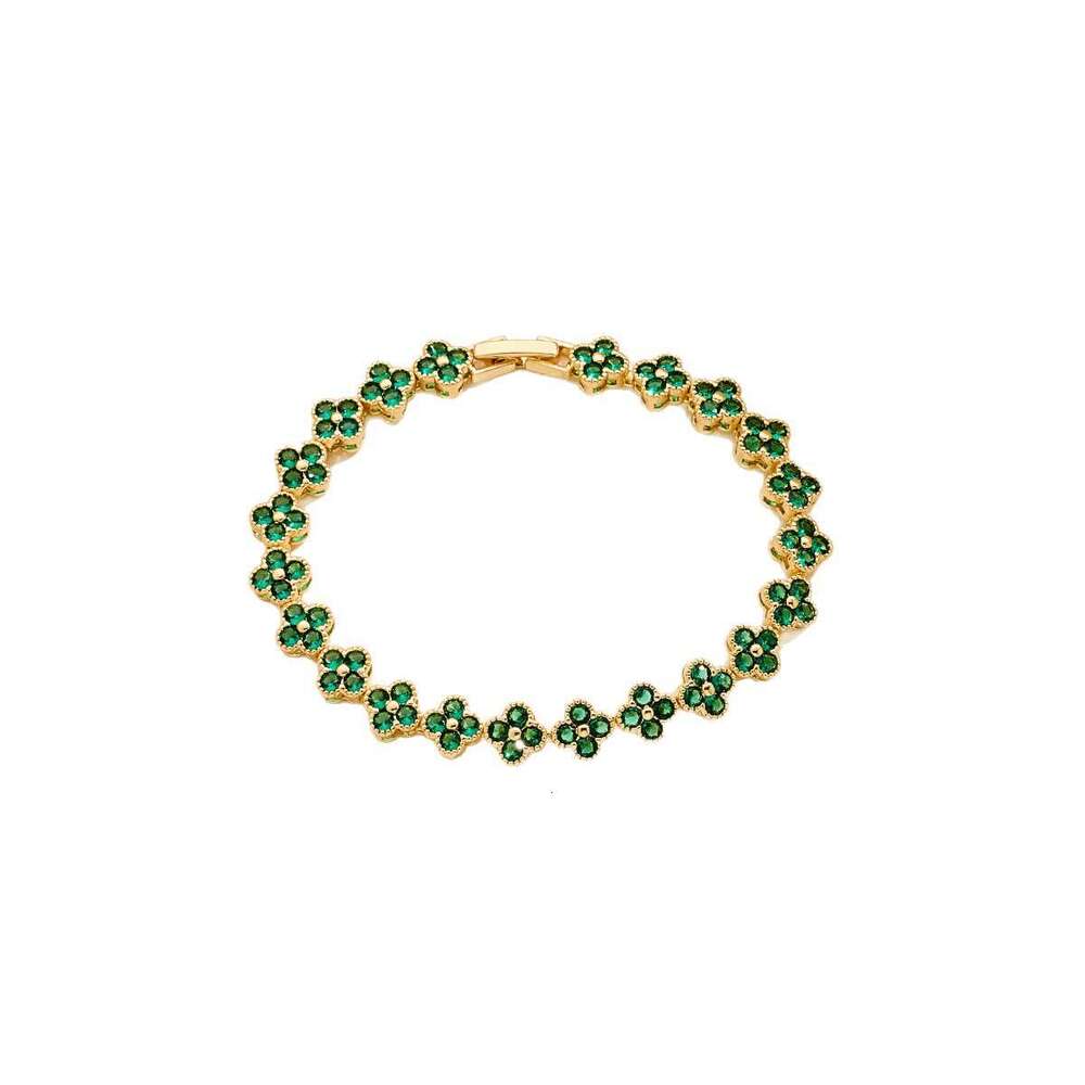 Colorful Diamond Fashion Light Luxury Crystal New Versatile Multi-Color Zircon Four-Leaf Clover Bracelet