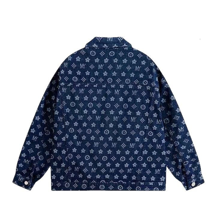 Luxury Brand Designer Clothes Full Print Jacquard Denim Shirt Men Long Sleeve Spring Autumn American Retro Trendy Workwear Trendy Brand Jacket Shirt C